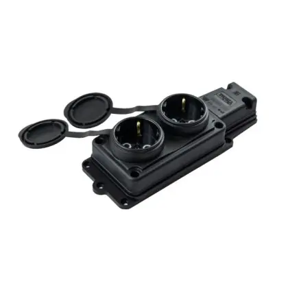 Колодка Violux каучук настінна 2-на з заземленням з кришкою IP44 ( 930650 )
