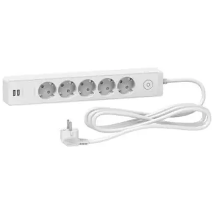 Удлинитель Schneider Electric ST945U3W на 5 гнезд и 2хUSB (3м) белый