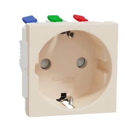 Розетка с заземлением Schneider Electric Unica New NU305744 со шторками 16А самозажимная бежевая Розетка с заземлением Schneider Electric Unica New NU305744 со шторками 16А самозажимная бежевая