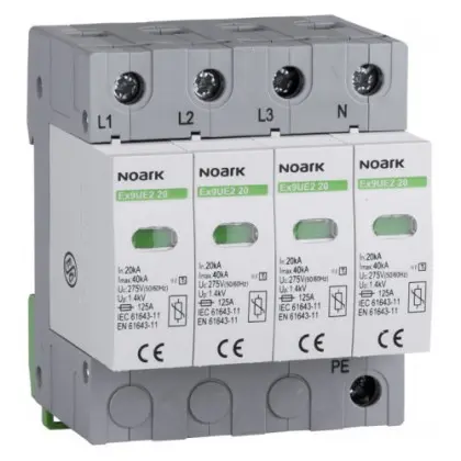 УЗИП NOARK Ex9UE2 20 2 (C) 40кА 275В AC 4P (103357) УЗИП NOARK Ex9UE2 20 2 (C) 40кА 275В AC 4P (103357)