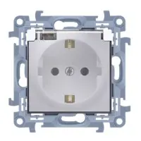 Розетка із з/к із кришкою Simon 10 біла