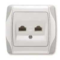 Розетка комп'ютерна подвійна (2хRJ45 Cat5e) біла Carmen