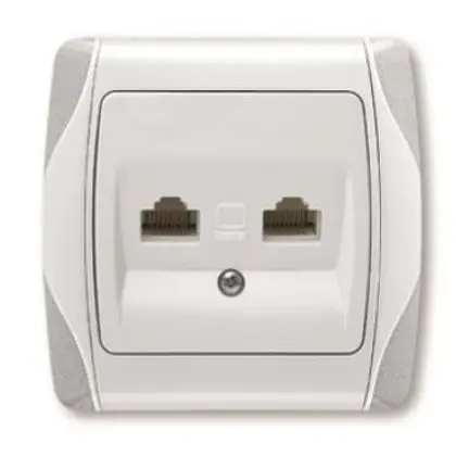 Розетка компьютерная двойная (2хRJ45 Cat5e) белая Carmen Розетка компьютерная двойная (2хRJ45 Cat5e) белая Carmen