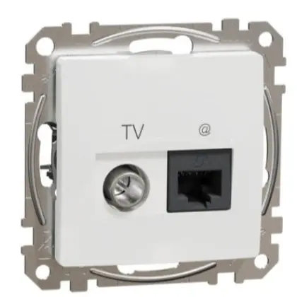 Кінцева TV-розетка Schneider Electric Sedna Design & Elements + RJ45 кат. 6 UTP біла SDD111469T Кінцева TV-розетка Schneider Electric Sedna Design & Elements + RJ45 кат. 6 UTP біла SDD111469T