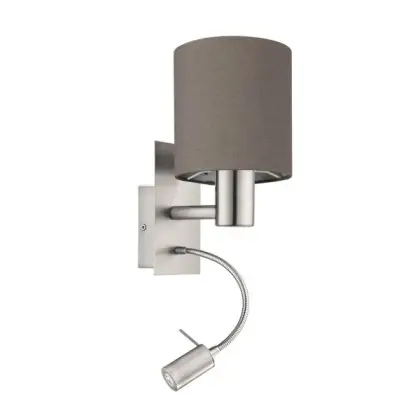 Бра, настенный светильник Eglo 96481 Pasteri E27+LED 1+1x40W+3W 3000K 380Lm IP20 серый Бра, настенный светильник Eglo 96481 Pasteri E27+LED 1+1x40W+3W 3000K 380Lm IP20 серый