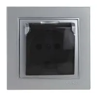 Розетка Nilson Thor срібло 1-на з заземленням з кришкою ( 27131018 )