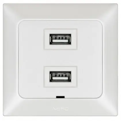 Розетка USB NE-AD ARAS 93-110-72 2 TYPE-A белая Розетка USB NE-AD ARAS 93-110-72 2 TYPE-A белая