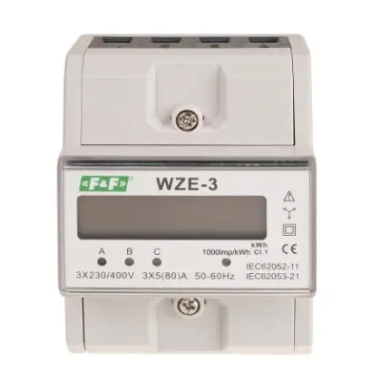 Трехфазный электрический счётчик WZE-3, 80A Трехфазный электрический счётчик WZE-3, 80A