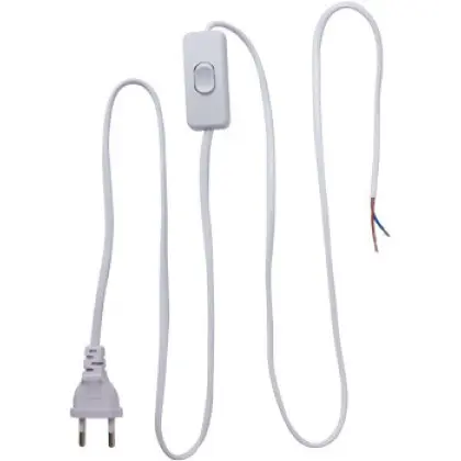 Вилка електрична зі шнуром Enext e.wire. switch/plug. white Вилка електрична зі шнуром Enext e.wire. switch/plug. white