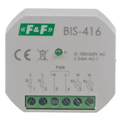 Бистабильное реле F&F BIS-416 165-265В AC 16А Бистабильное реле F&F BIS-416 165-265В AC 16А