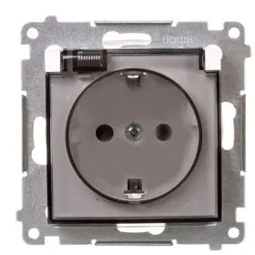 Электрическая розетка Kontakt Simon Simon 54 Premium DGSZ1BZ.01/11A IP44 с заземлением шторками и прозрачной крышкой (белый)
