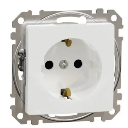 Розетка Schneider Electric Sedna Design & Elements с заземлением и шторками белая SDD111022
