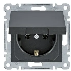 Розетка Hager WL1153 Lumina 16А/230В із з/к з кришкою (чорна)