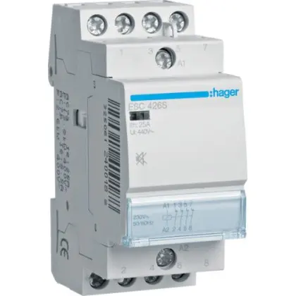 Бесшумный контактор Hager ESC426S 25А 4НЗ 230B