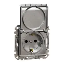 Розетка Schneider Electric Sedna Design & Elementsс заземлением шторками и крышкой матовый алюминий SDD170024 Розетка Schneider Electric Sedna Design & Elementsс заземлением шторками и крышкой матовый алюминий SDD170024
