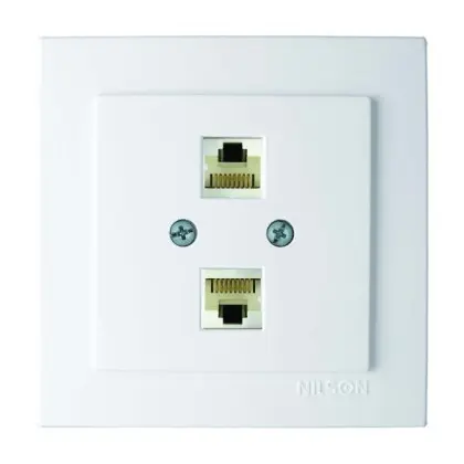 Розетка Nilson Touran біла комп'ютерна 2-на CAT5e RJ45 ( 24111046 ) Розетка Nilson Touran біла комп'ютерна 2-на CAT5e RJ45 ( 24111046 )