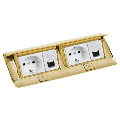 Лючок с выдвижным блоком розеток Legrand 54017 6М (латунь) Лючок с выдвижным блоком розеток Legrand 54017 6М (латунь)