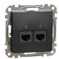 Подвійна комп'ютерна розетка Schneider Electric Sedna Design & Elements RJ45 кат. 5е UTP чорна SDD114452