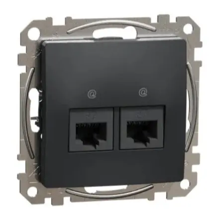 Двойная компьютерная розетка Schneider Electric Sedna Design & Elements RJ45 кат. 5е UTP черная SDD114452 Двойная компьютерная розетка Schneider Electric Sedna Design & Elements RJ45 кат. 5е UTP черная SDD114452