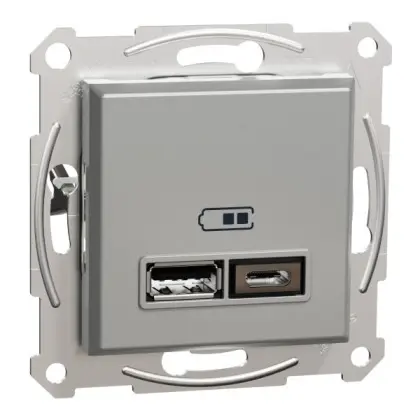USB розетка Schneider Electric Asfora EPH2700361 USB/Type-C 2,4А алюминий