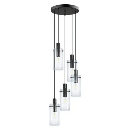 Подвесной светильник, люстра Eglo 97368 Montefino E27 5x60W IP20 черный Подвесной светильник, люстра Eglo 97368 Montefino E27 5x60W IP20 черный