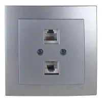Розетка Nilson Touran срібло комп'ютерна 2-на CAT6e RJ45 ( 24131047 )