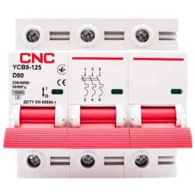 Автоматический выключатель CNC YCB9-125 3Р 80А 10kA D