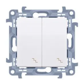 Подвійний прохідний вимикач Kontakt Simon Simon 10 CW6/2L.01/11 з підсвічуванням (білий)
