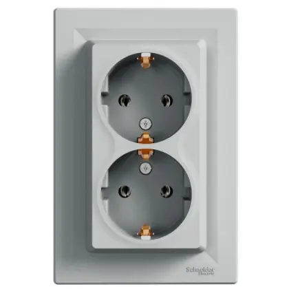 Двойная розетка Schneider Electric Asfora EPH9900161 с заземлением (алюминий) Двойная розетка Schneider Electric Asfora EPH9900161 с заземлением (алюминий)