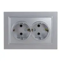 Розетка Nilson Thor срібло 2-на з заземленням ( 27131025 )