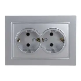 Розетка Nilson Thor серебро 2-я с заземлением ( 27131025 )