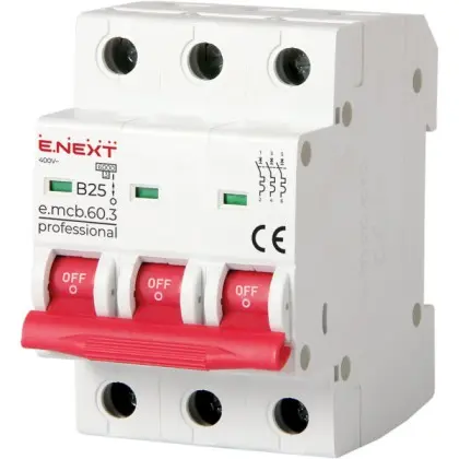 Модульный автоматический выключатель E.Next e.mcb.pro.60.3.B 3р 25А В (p041028)