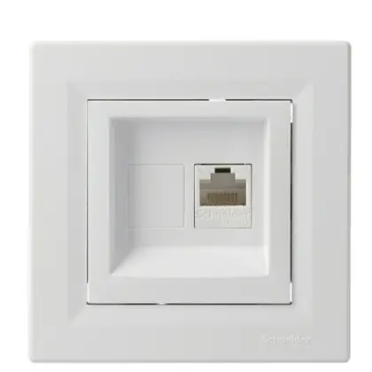 Розетка компьютерная одинарная RJ45 кат.5е UTP белая Asfora, EPH4300121
