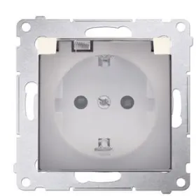 Электрическая розетка Kontakt Simon Simon 54 Premium DGSZ1BZ.01/41A IP44 с заземлением шторками и прозрачной крышкой (кремовый)
