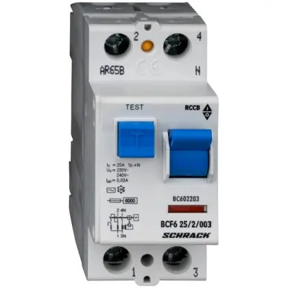 УЗО Schrack BC602203 6кА 25А 30мА 1Р+N тип AC УЗО Schrack BC602203 6кА 25А 30мА 1Р+N тип AC