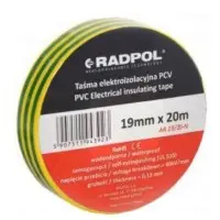 Полосатая ПВХ изолента Radpol AR 19/20 желто-зеленая 20м