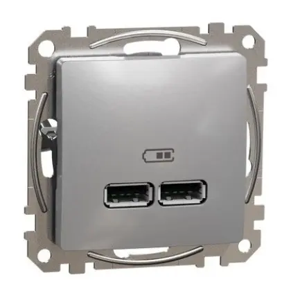 USB розетка Schneider Electric Sedna Design & Elements A+A 2,1A алюминий SDD113401 USB розетка Schneider Electric Sedna Design & Elements A+A 2,1A алюминий SDD113401