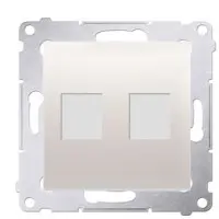 Пряма інформаційна розетка Kontakt Simon Simon 54 Premium DKP2.01/41 під 2xRJ45 Keystone із супортом (кремовий)