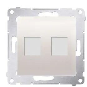 Пряма інформаційна розетка Kontakt Simon Simon 54 Premium DKP2.01/41 під 2xRJ45 Keystone із супортом (кремовий)