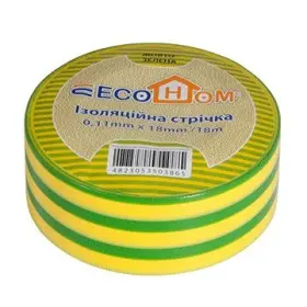 Изоляционная лента ECOHOME ECO 0,11x18мм/18м желто-зеленая (ECO0150020018)