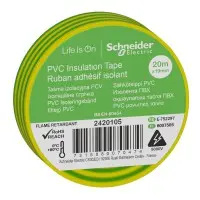 Ізоляційна стрічка Schneider Electric 2420105 19ммх20м жовто/зелена Ізоляційна стрічка Schneider Electric 2420105 19ммх20м жовто/зелена