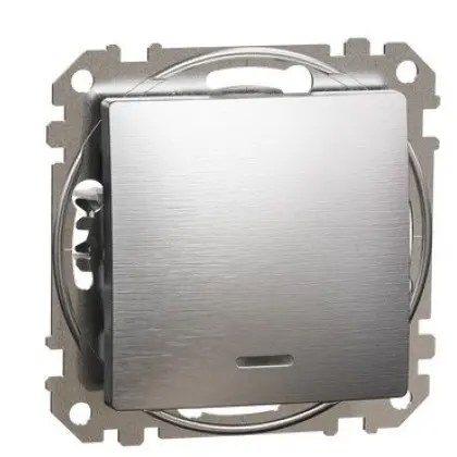 Выключатель Schneider Electric Sedna Design & Elements с подсветкой матовый алюминий SDD170101L Выключатель Schneider Electric Sedna Design & Elements с подсветкой матовый алюминий SDD170101L