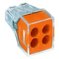 Клемний з'єднувач Wago 773-104 Push Wire® у прозорому корпусі з помаранчевою кришкою