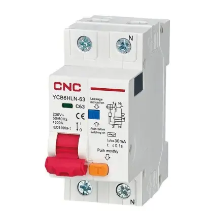 Диференційний вимикач CNC YCB6HLN-63 32А 1Р+N 6кА 30мА (Б00036439)