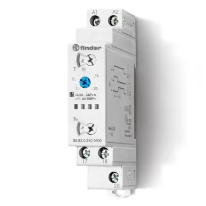 Реле часу Finder 2NO 6A 24-240В AC/DC (808202400000)