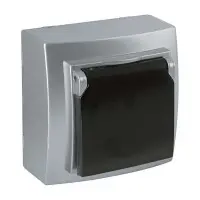 Розетка Nilson Themis срібло 1-на з заземленням з кришкою ( 26131018 )