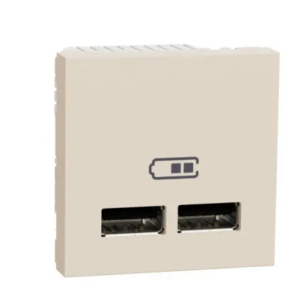 Розетка Schneider Electric Unica New NU341844 2 USB 2.1А 2м бежевая Розетка Schneider Electric Unica New NU341844 2 USB 2.1А 2м бежевая