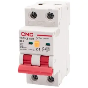 Дифференциальный выключатель CNC YCB9LE-80M C25А 1Р+N 6кА 30мА (Б00044015)