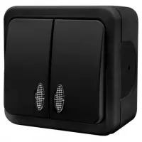 Накладний 2-кл вимикач NE-AD MULTIMA 92-53-03-I з led-підсвіткою чорний