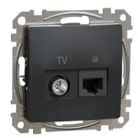 Кінцева TV-розетка Schneider Electric Sedna Design & Elements + RJ45 кат. 6 UTP чорна SDD114469T